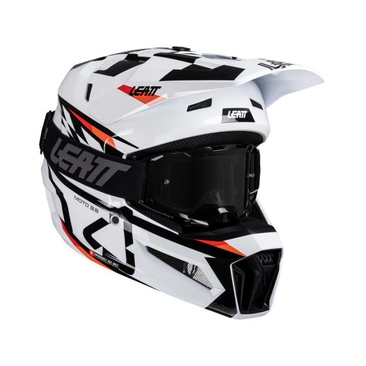 KASK MOTOCYKLOWY Z GOGLAMI LEATT KIT MOTO 3.5 WHITE