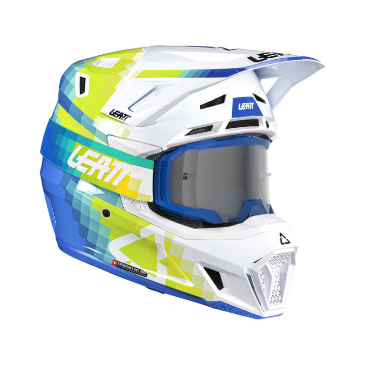 KASK MOTOCYKLOWY Z GOGLAMI LEATT KIT MOTO 7.5 PIXEL BLUE