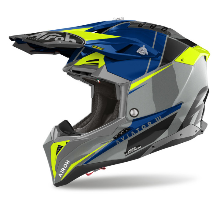 KASK MOTOCYKLOWY AIROH AVIATOR 3 PUSH BLUE GLOSS