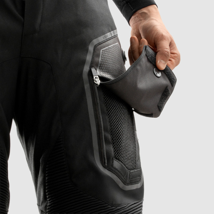 SPODNIE MOTOCYKLOWE TEKSTYLNE REBELHORN BORG 2 BLACK (DŁUGA NOGAWKA)