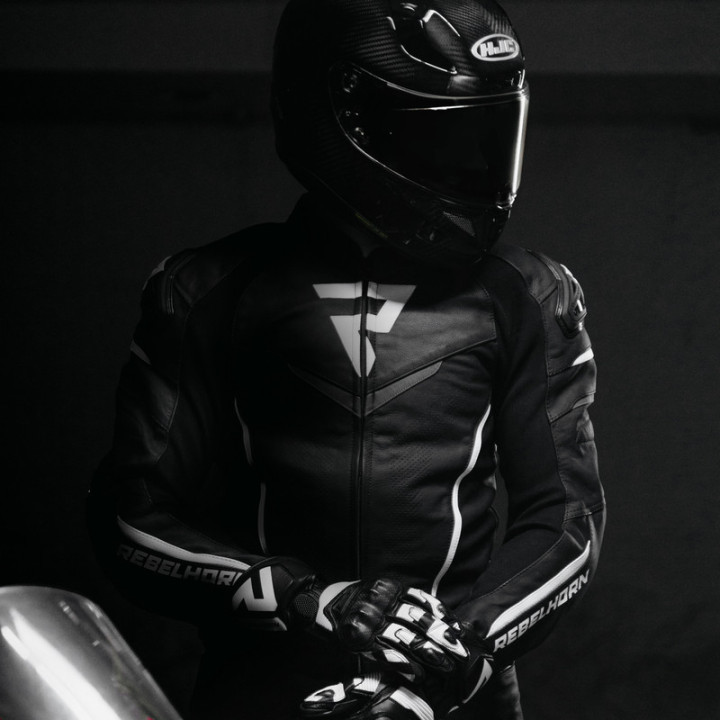 KURTKA MOTOCYKLOWA SKÓRZANA REBELHORN FIGHTER BLACK 46