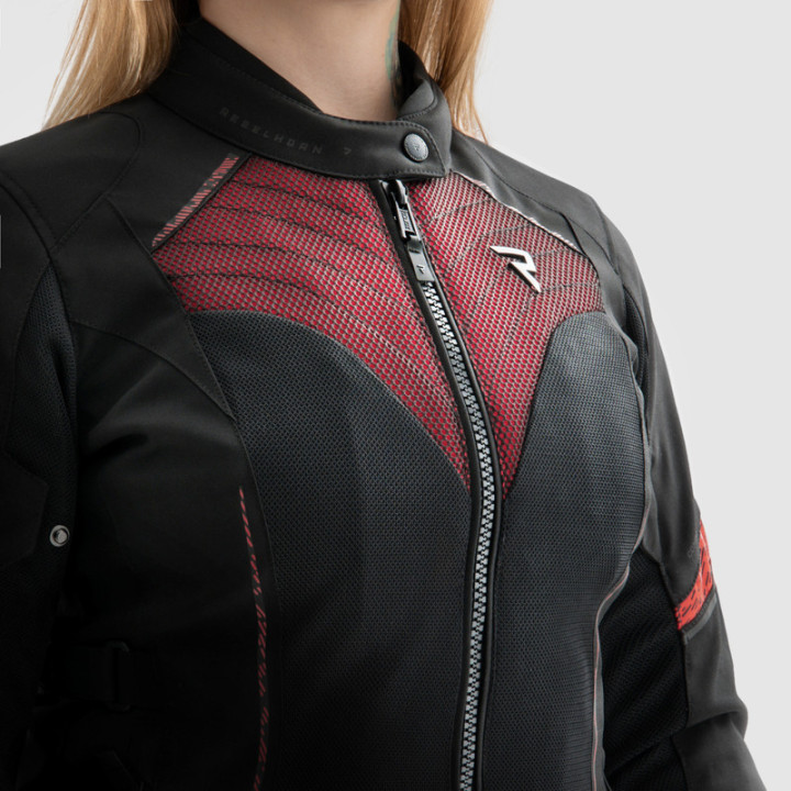 KURTKA MOTOCYKLOWA TEKSTYLNA DAMSKA REBELHORN JAX BLACK RED