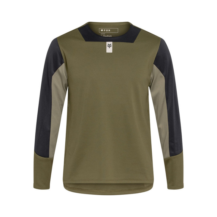 KOSZULKA ROWEROWA Z DŁUGIM RĘKAWEM FOX JUNIOR DEFEND OLIVE GREEN