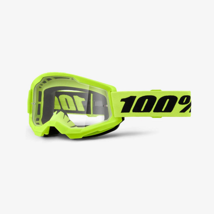 100 PROCENT GOGLE STRATA 2 NEON YELLOW - CLEAR LENS