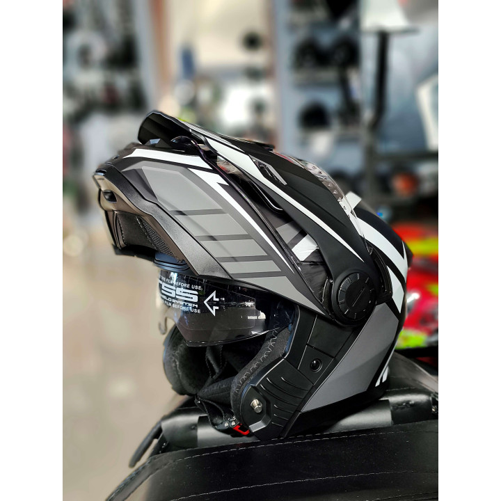 Kask Szczękowy Enduro HORN (Bialo,czarno,szary)