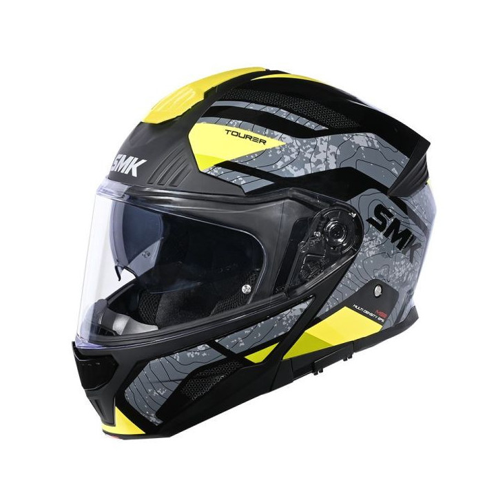 Kask Szczękowy SMK GULLWING NAVIGATOR kolor czarny/szary/żółty, Rozmiar XL