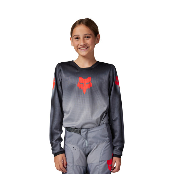 BLUZA MOTOCYKLOWA JUNIOR FOX 180 INTERFERE GREY RED YXL