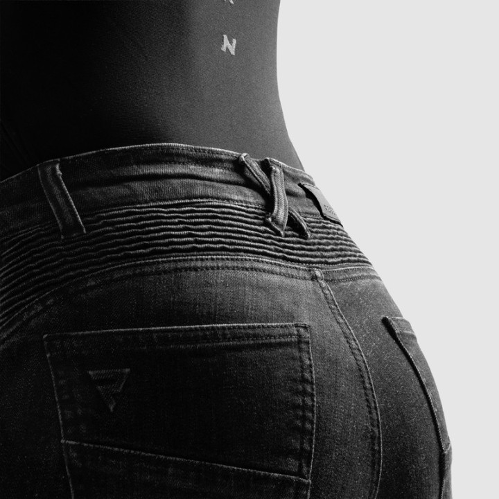 JEANSY MOTOCYKLOWE DAMSKIE REBELHORN AGNESS 2 WASHED BLACK MONOLAYER