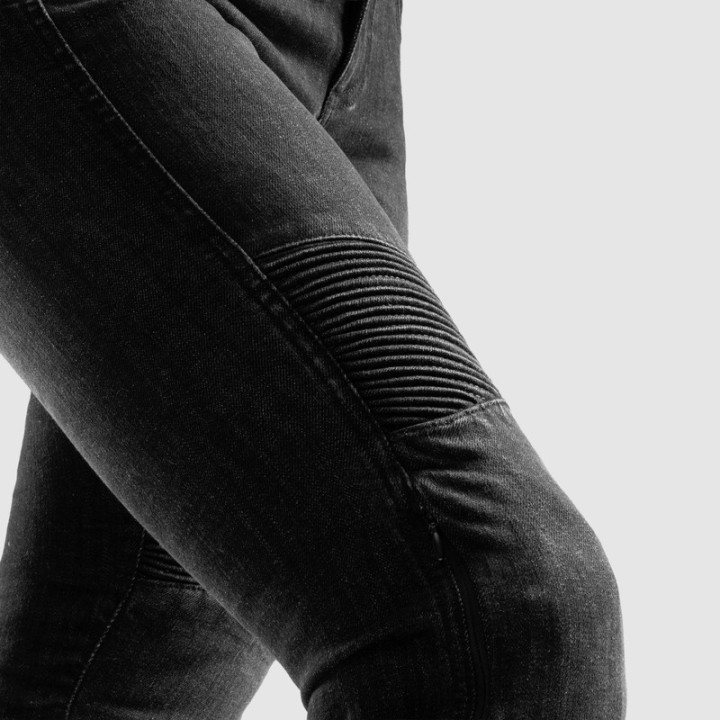 JEANSY MOTOCYKLOWE DAMSKIE REBELHORN AGNESS 2 WASHED BLACK MONOLAYER