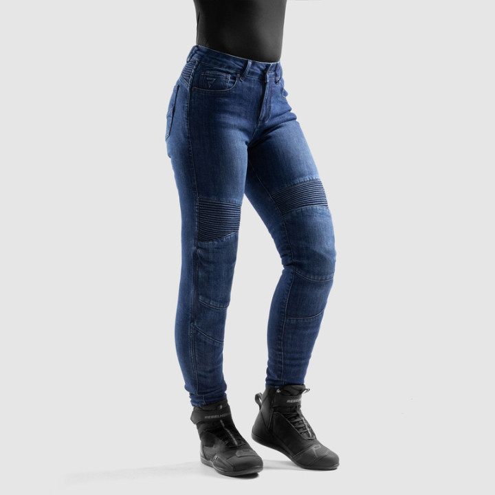 JEANSY MOTOCYKLOWE DAMSKIE REBELHORN AGNESS 2 WASHED BLUE MONOLAYER