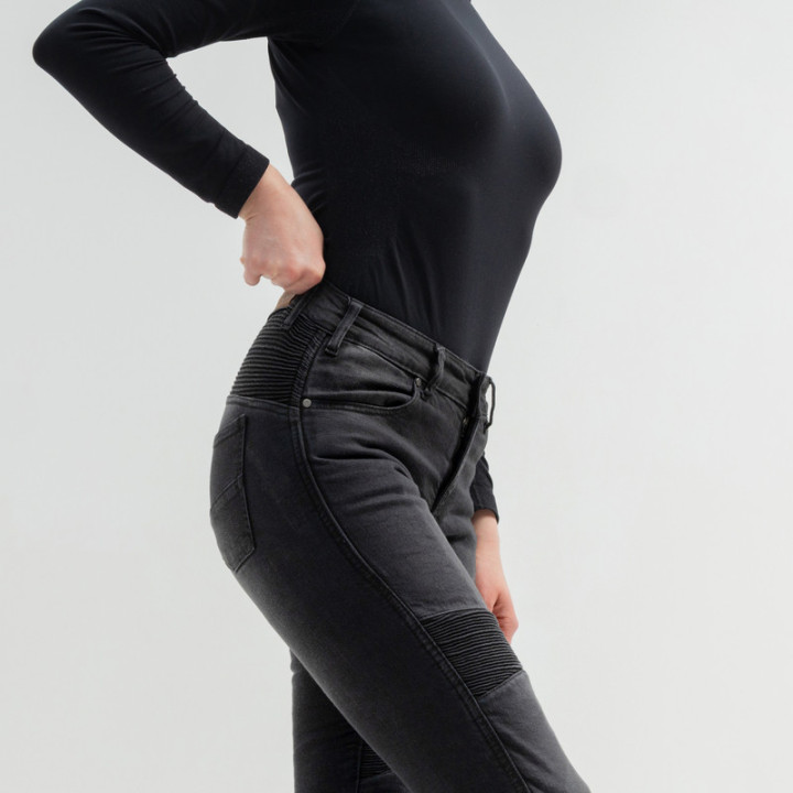 JEANSY MOTOCYKLOWE DAMSKIE BROGER AURA WASHED BLACK