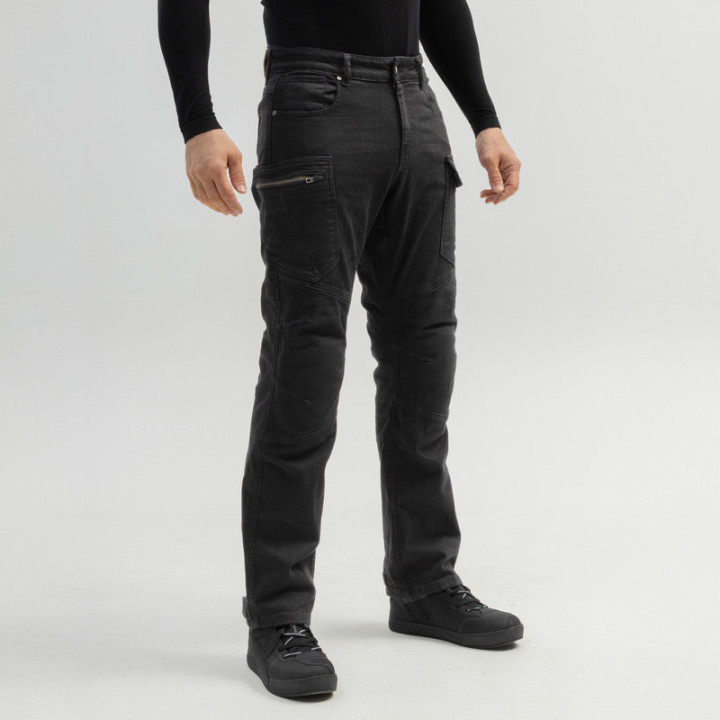 JEANSY MOTOCYKLOWE BROGER BRONX WASHED BLACK