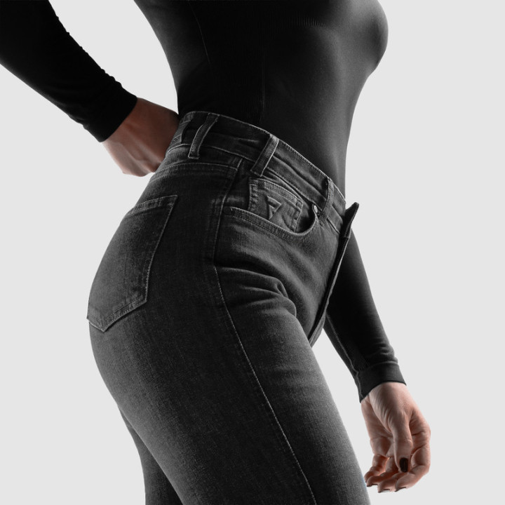 JEANSY MOTOCYKLOWE DAMSKIE REBELHORN CLASSIC WASHED BLACK MONOLAYER