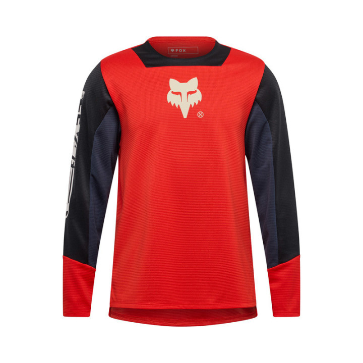 KOSZULKA ROWEROWA Z DŁUGIM RĘKAWEM JUNIOR FOX DEFEND ELEVATED FLUO RED YM