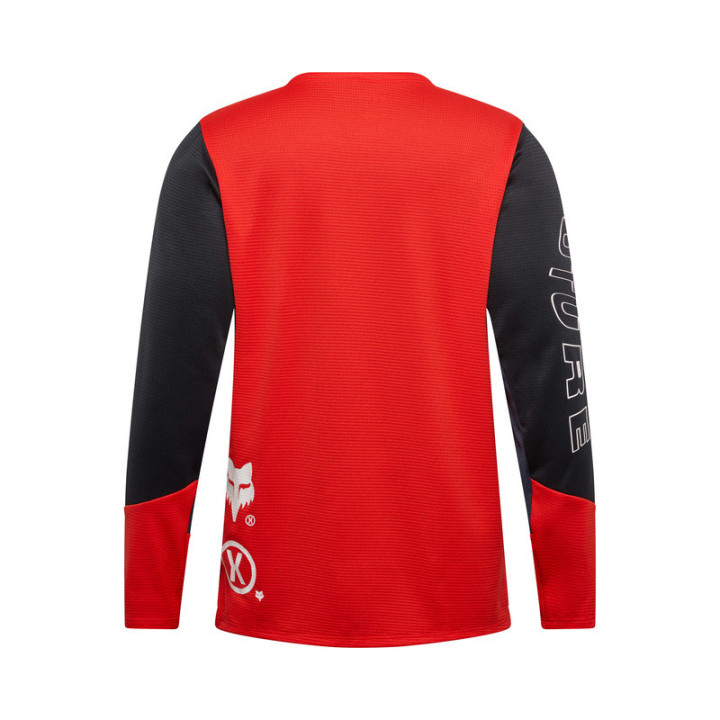 KOSZULKA ROWEROWA Z DŁUGIM RĘKAWEM JUNIOR FOX DEFEND ELEVATED FLUO RED YM