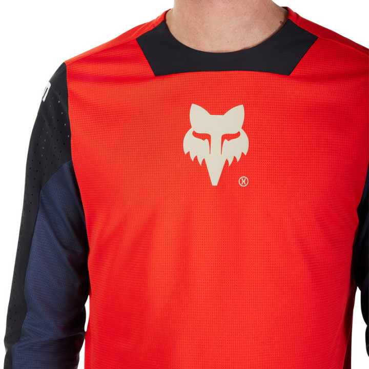KOSZULKA ROWEROWA Z DŁUGIM RĘKAWEM JUNIOR FOX DEFEND ELEVATED FLUO RED YM