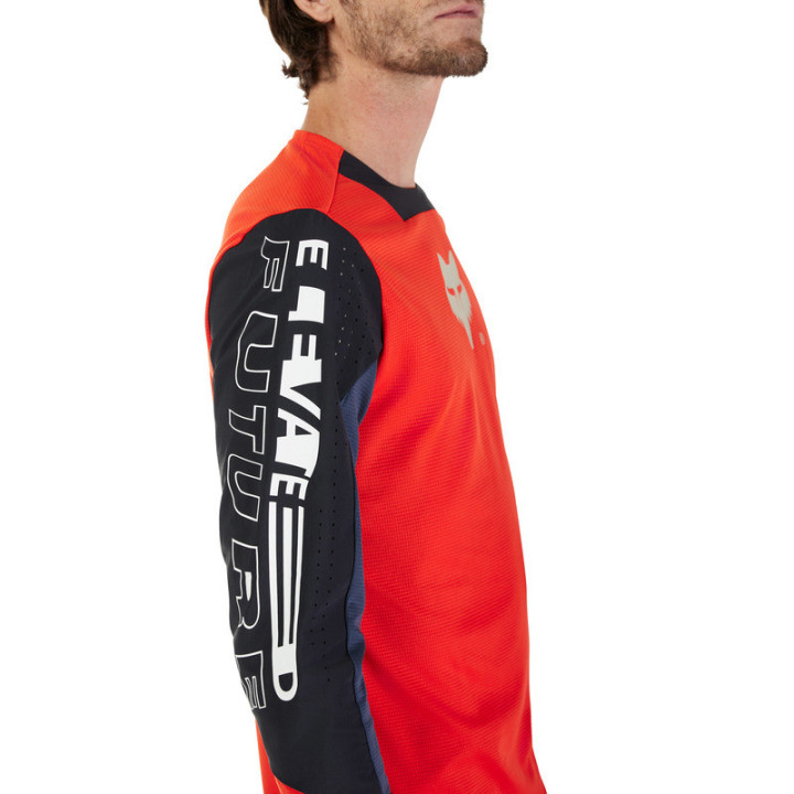 KOSZULKA ROWEROWA Z DŁUGIM RĘKAWEM JUNIOR FOX DEFEND ELEVATED FLUO RED YM