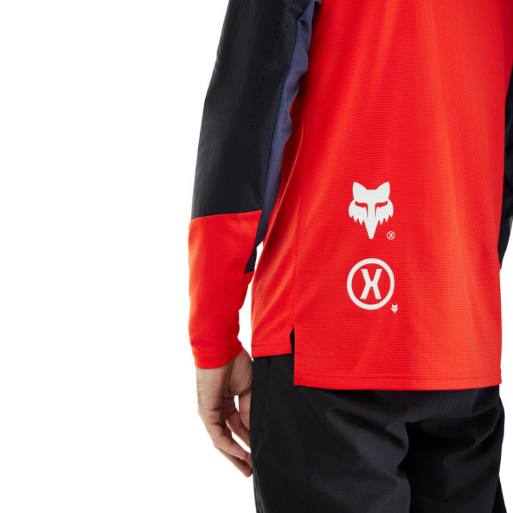 KOSZULKA ROWEROWA Z DŁUGIM RĘKAWEM JUNIOR FOX DEFEND ELEVATED FLUO RED YM