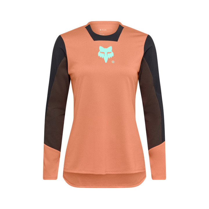 KOSZULKA ROWEROWA Z DŁUGIM RĘKAWEM DAMSKA FOX DEFEND ELEVATED CORAL
