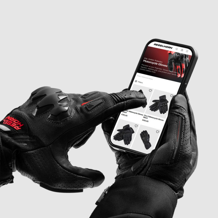 RĘKAWICE MOTOCYKLOWE REBELHORN DEFENDER BLACK RED