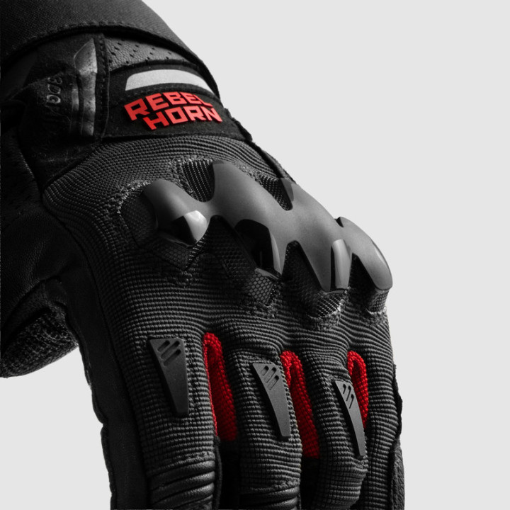 RĘKAWICE MOTOCYKLOWE REBELHORN DEFENDER BLACK RED