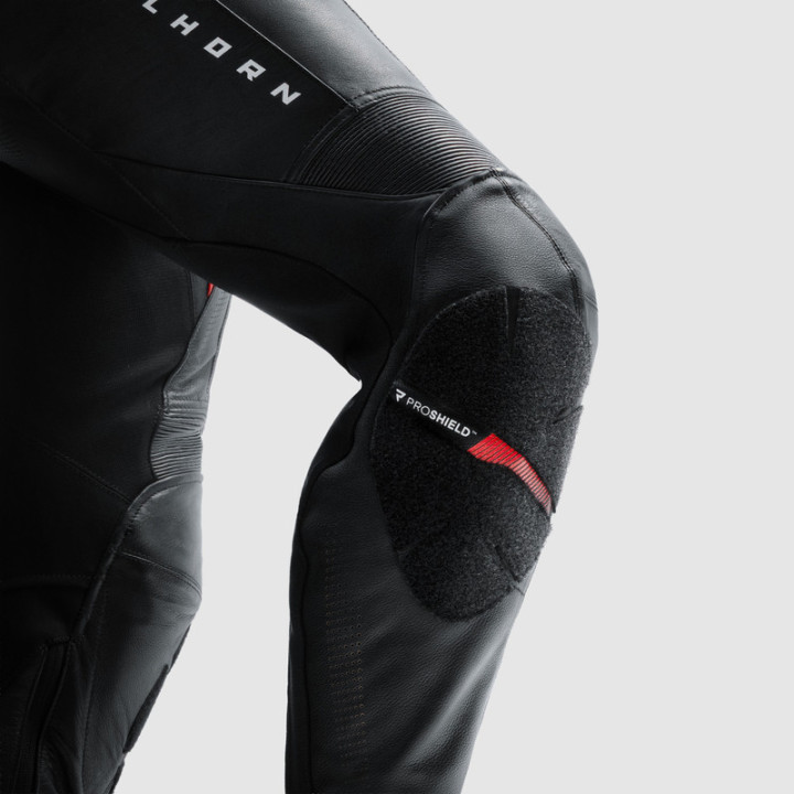 SPODNIE MOTOCYKLOWE SKÓRZANE DAMSKIE REBELHORN DIVA BLACK RED
