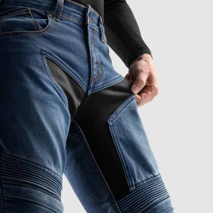 JEANSY MOTOCYKLOWE REBELHORN EAGLE 4 WASHED BLUE SLIM FIT
