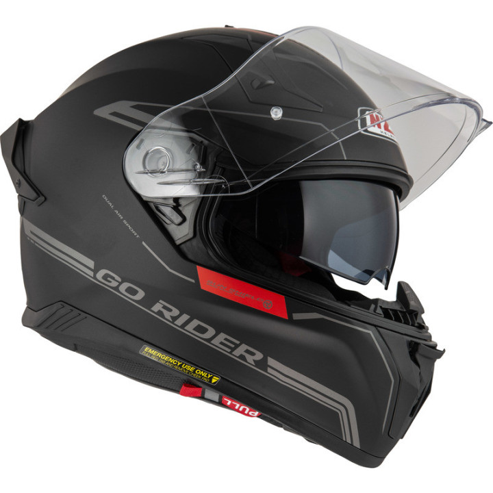 KASK MOTOCYKLOWY NZI GO RIDER STREAM DUO SOLID NOUVEAU BLACK RED MATT