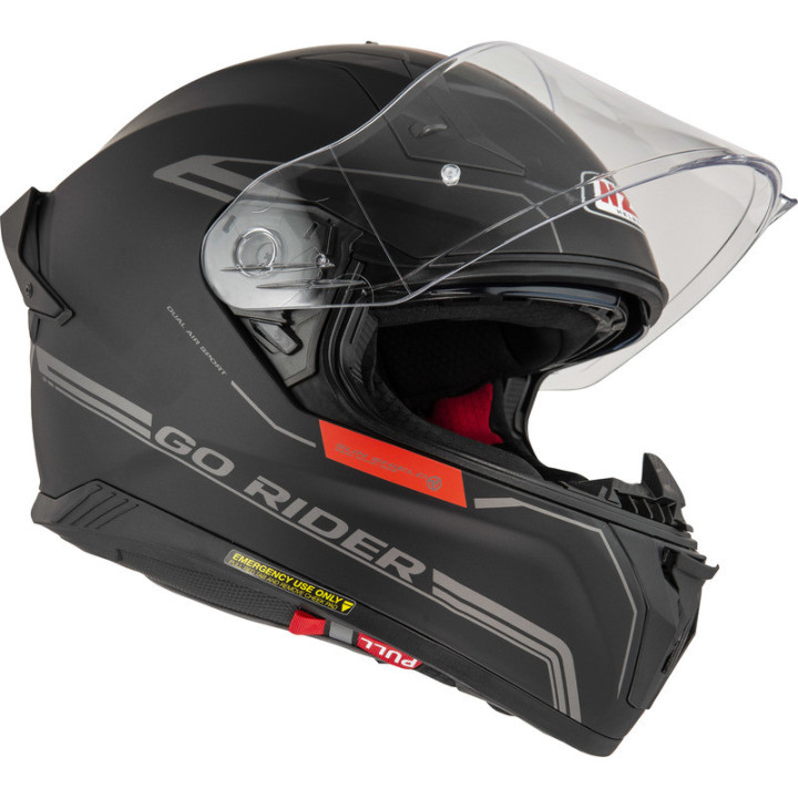 KASK MOTOCYKLOWY NZI GO RIDER STREAM DUO SOLID NOUVEAU BLACK RED MATT