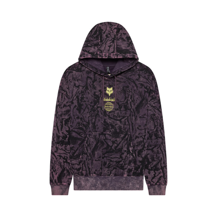 BLUZA Z KAPTUREM FOX IMAGE PRINT OVERSIZED FLEECE PO PLUM PERFECT L