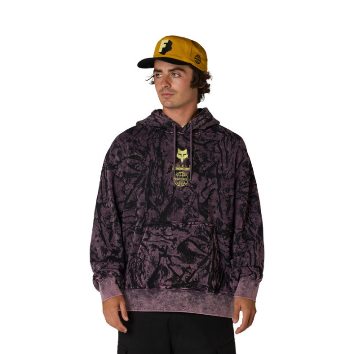 BLUZA Z KAPTUREM FOX IMAGE PRINT OVERSIZED FLEECE PO PLUM PERFECT L