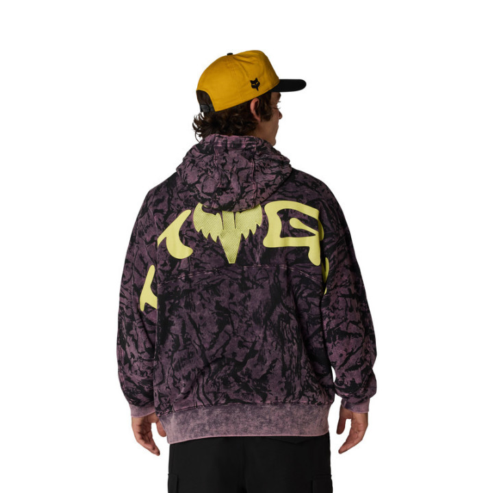 BLUZA Z KAPTUREM FOX IMAGE PRINT OVERSIZED FLEECE PO PLUM PERFECT L