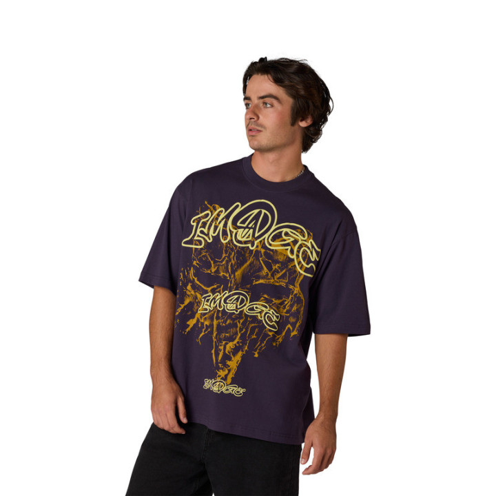 T-SHIRT FOX IMAGE PRINT PLUM OVERSIZED PERFECT
