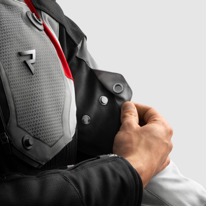 KURTKA MOTOCYKLOWA TEKSTYLNA REBELHORN BORG 2 BLACK GREY RED