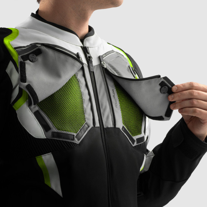 KURTKA MOTOCYKLOWA TEKSTYLNA REBELHORN BORG 2 BLACK GREY FLUO YELLOW