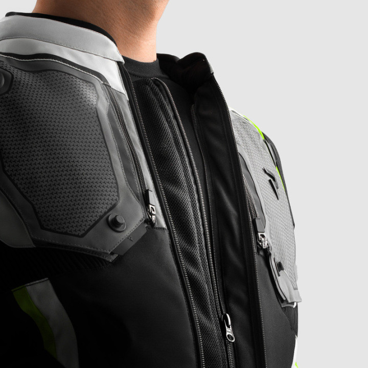 KURTKA MOTOCYKLOWA TEKSTYLNA REBELHORN BORG 2 BLACK GREY FLUO YELLOW
