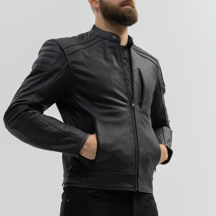 KURTKA MOTOCYKLOWA SKÓRZANA BROGER LEGEND BLACK