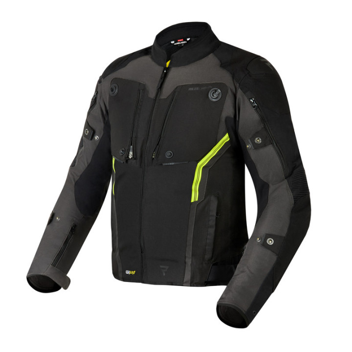 KURTKA MOTOCYKLOWA TEKSTYLNA REBELHORN BORG BLACK DARK GREY FLUO YELLOW S