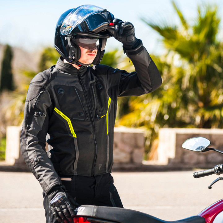 KURTKA MOTOCYKLOWA TEKSTYLNA REBELHORN BORG BLACK DARK GREY FLUO YELLOW S