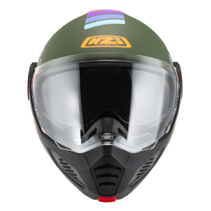 KASK MOTOCYKLOWY NZI MINIMOD DUO RAINBOW GREENBLACK SILVER MATT