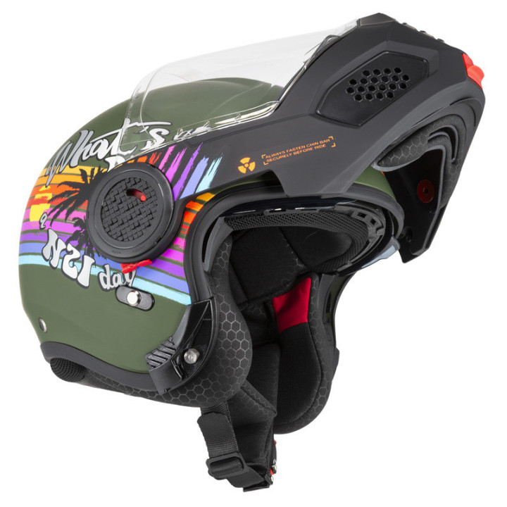 KASK MOTOCYKLOWY NZI MINIMOD DUO RAINBOW GREENBLACK SILVER MATT
