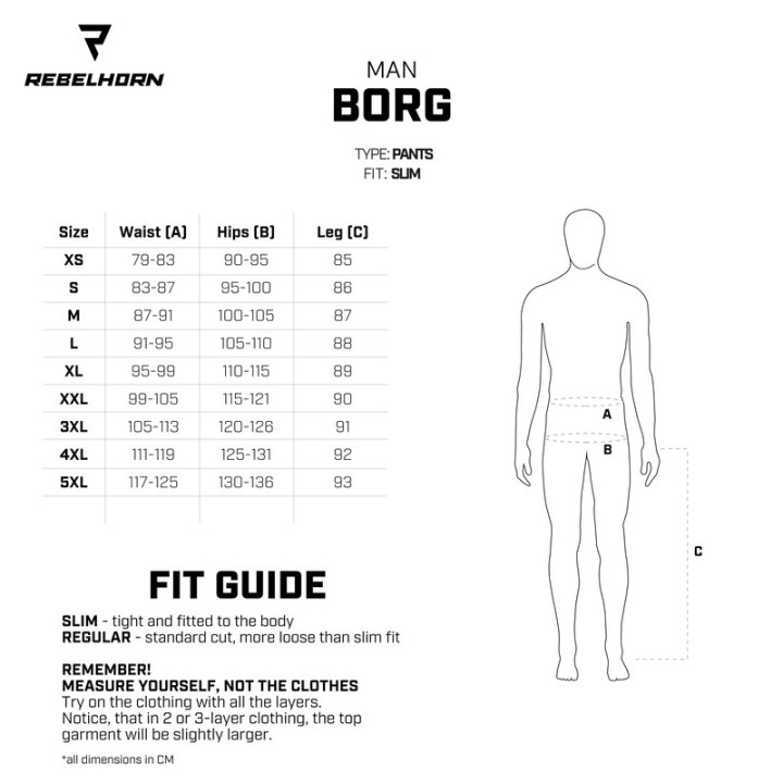 SPODNIE MOTOCYKLOWE TEKSTYLNE REBELHORN BORG BLACK