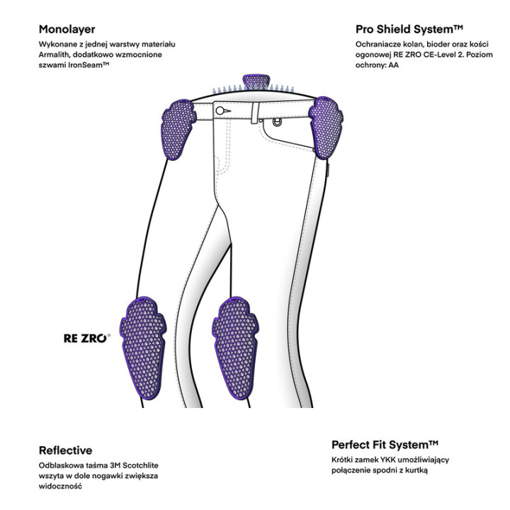 JEANSY MOTOCYKLOWE REBELHORN BRONCO WASHED BLACK MONOLAYER