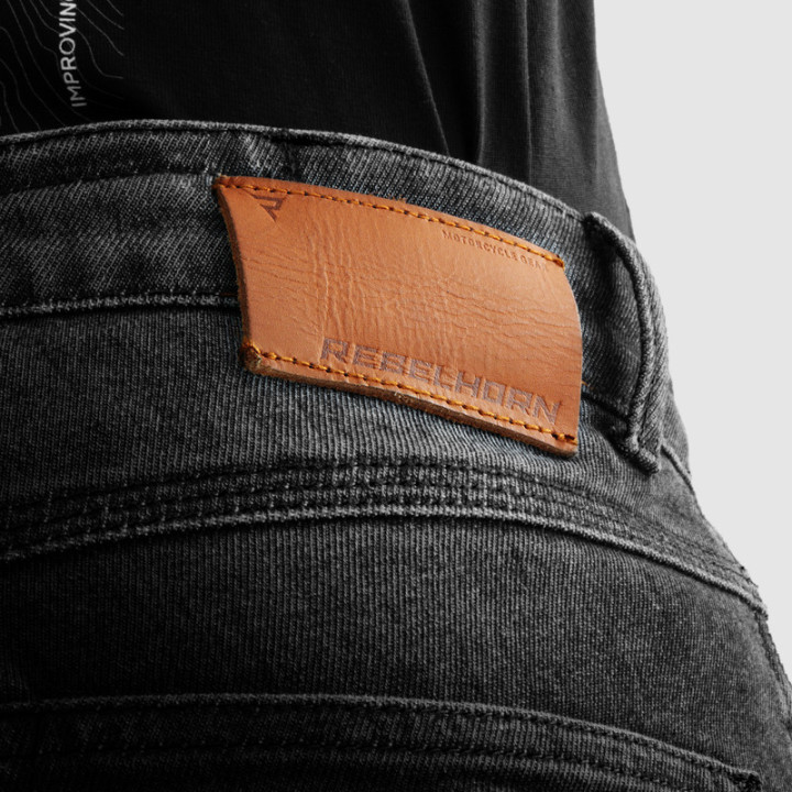 JEANSY MOTOCYKLOWE REBELHORN BRONCO WASHED BLACK MONOLAYER