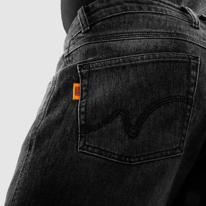 JEANSY MOTOCYKLOWE REBELHORN BRONCO WASHED BLACK MONOLAYER