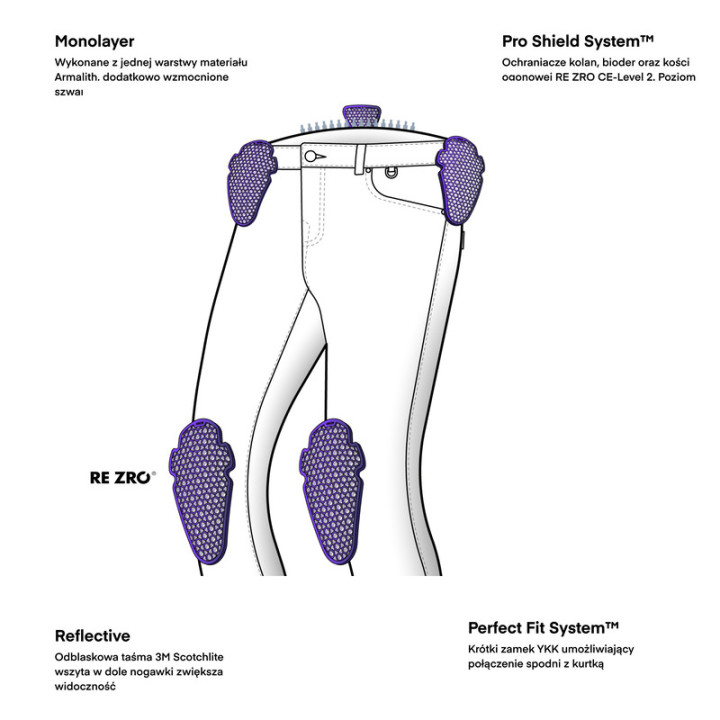 JEANSY MOTOCYKLOWE DAMSKIE REBELHORN BRONCO WASHED BLACK MONOLAYER