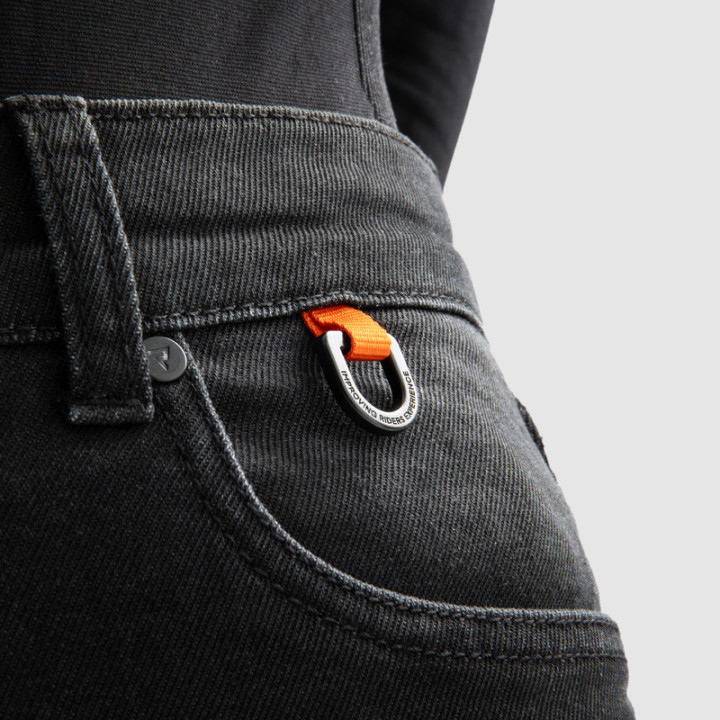 JEANSY MOTOCYKLOWE DAMSKIE REBELHORN BRONCO WASHED BLACK MONOLAYER