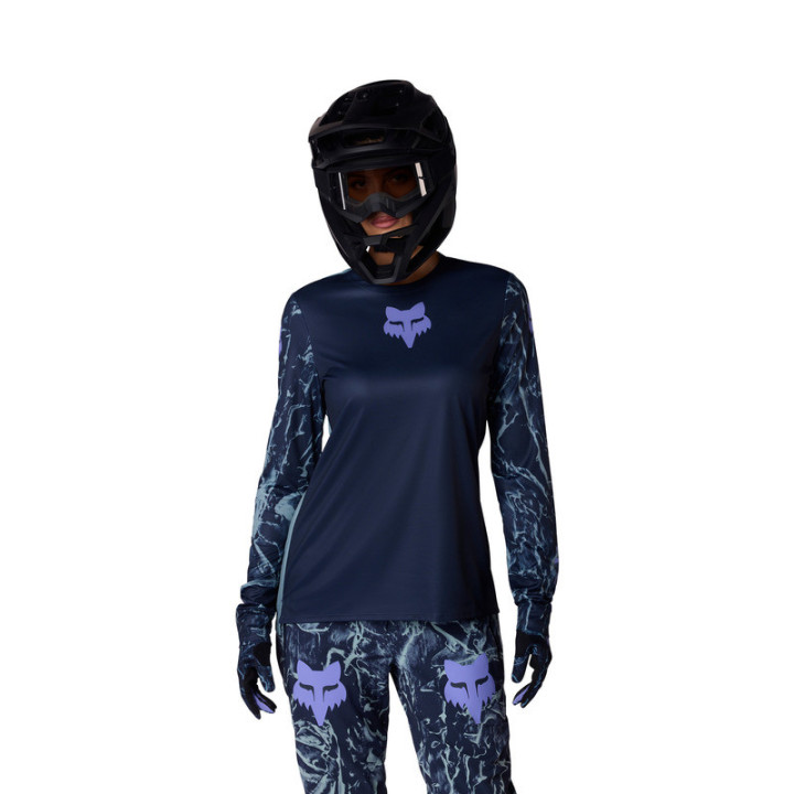 KOSZULKA ROWEROWA Z DŁUGIM RĘKAWEM DAMSKA FOX RANGER IMG PRINT ARCTIC BLUE S