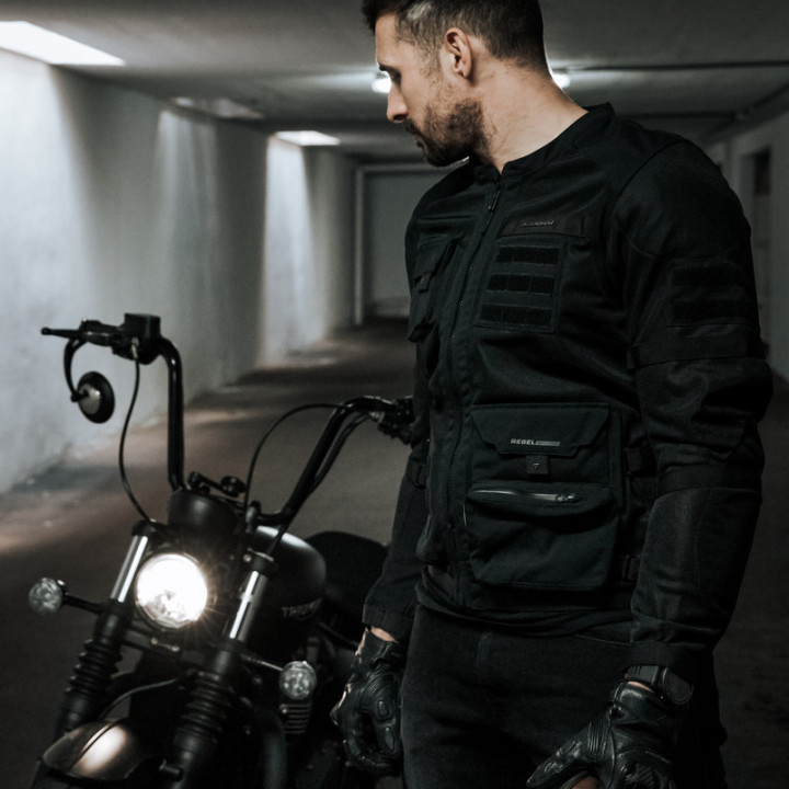 KURTKA MOTOCYKLOWA TEKSTYLNA REBELHORN BRUTALE BLACK