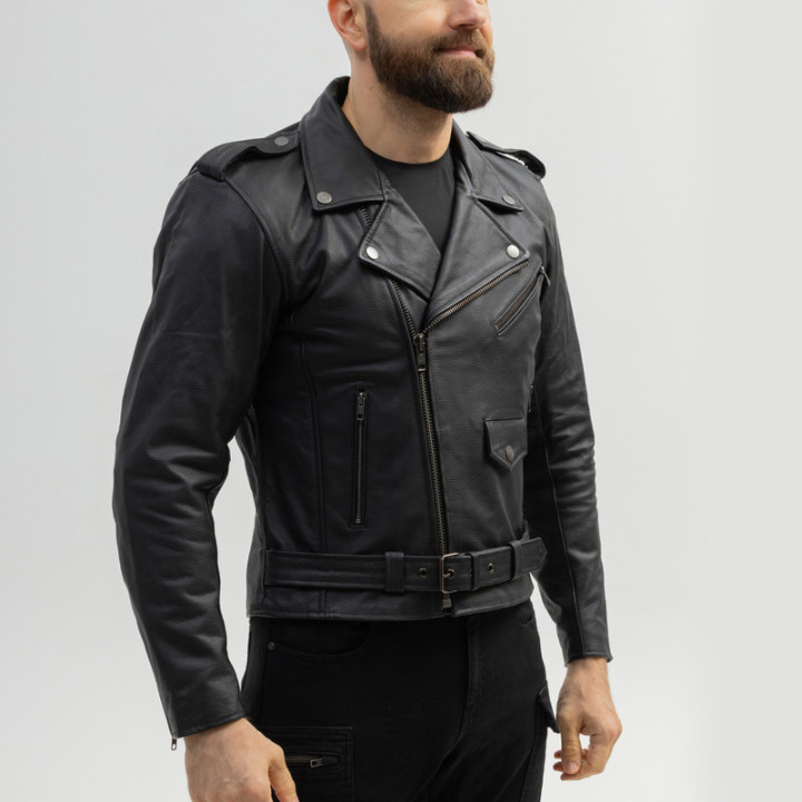 KURTKA MOTOCYKLOWA SKÓRZANA BROGER ROCKER BLACK